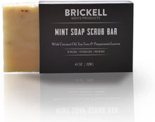 Load image into Gallery viewer, Brickell Men&#39;s Mint Soap Scrub Bar for Men, Natural and Organic Exfoliating Bar Soap Handmade with Tea Tree, Coconut and Peppermint Leaf, 4 Ounce, Scented