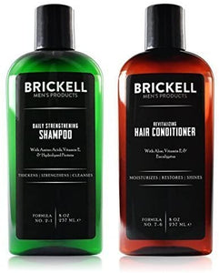 Brickell Men’s Daily Revitalizing Hair Care Routine, Mint and Tea Tree Oil Shampoo, Strength and Volume Enhancing Conditioner, Natural and Organic