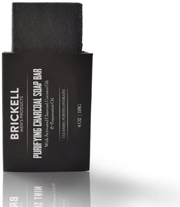 Brickell Men's Purifying Charcoal Soap Bar for Men, Natural and Organic Exfoliating Bar Soap Handmade with Activated Charcoal and Peppermint, 4 Ounce, Scented