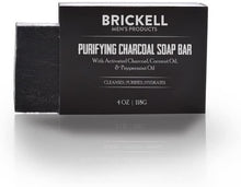 Load image into Gallery viewer, Brickell Men&#39;s Purifying Charcoal Soap Bar for Men, Natural and Organic Exfoliating Bar Soap Handmade with Activated Charcoal and Peppermint, 4 Ounce, Scented