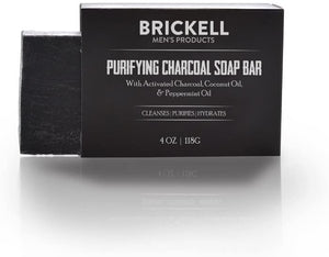 Brickell Men's Purifying Charcoal Soap Bar for Men, Natural and Organic Exfoliating Bar Soap Handmade with Activated Charcoal and Peppermint, 4 Ounce, Scented