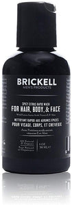 Brickell Men's Rapid Wash - Natural & Organic 3 in 1 Body Wash Gel for Men- Evergreen Scent -16oz