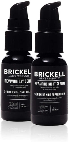 Brickell Men's Day and Night Serum Routine- Natural and Organic- Scented