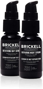 Brickell Men's Day and Night Serum Routine- Natural and Organic- Scented