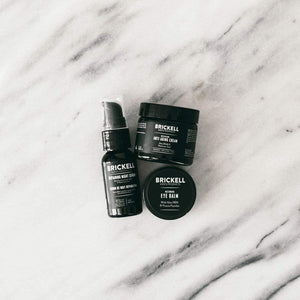 Brickell Men's Advanced Anti-Aging Routine - Night Face Cream, Vitamin C Facial Serum and Eye Cream - Natural & Organic