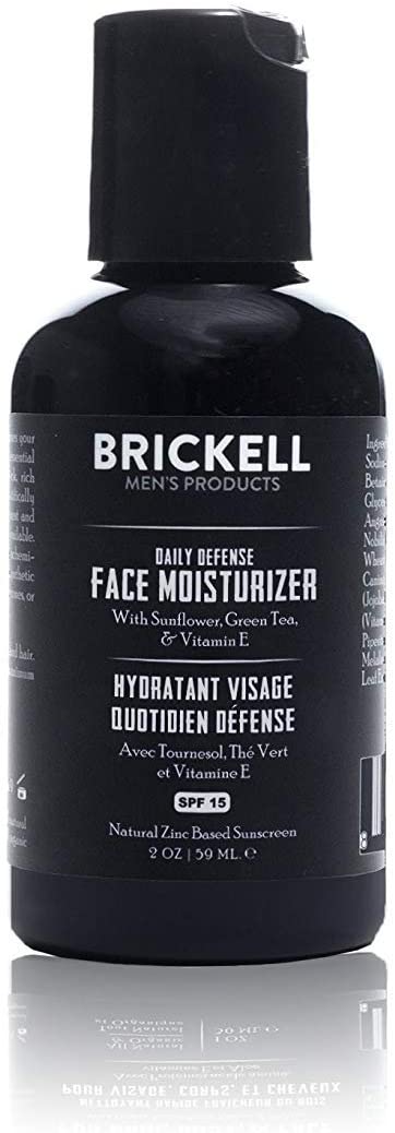 Brickell Men's Daily Defense Face Moisturizer for Men, Natural and Organic Zinc Based SPF 15, 2 Ounce, Unscented