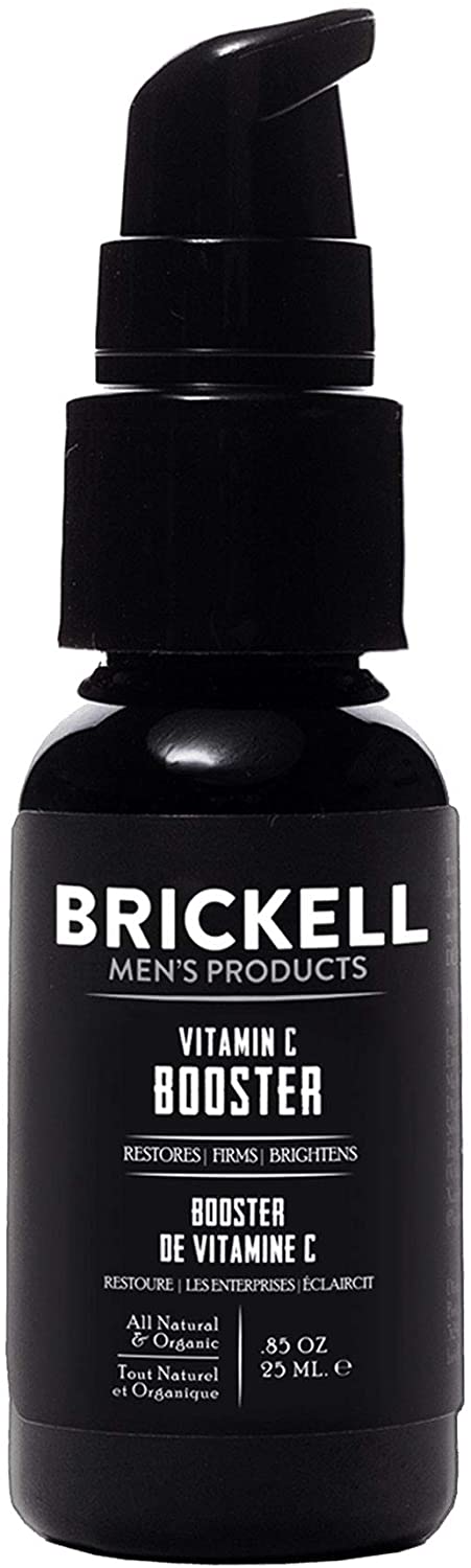 Brickell Men’s Vitamin C Booster for Men, Natural and Organic Vitamin C Booster for Face to Ramp Up Collagen Production, Fight Wrinkles and Aging.85 oz, Unscented