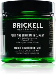 Brickell Men's Purifying Charcoal Face Mask, Natural and Organic Activated Charcoal Mask With Detoxifying Kaolin Clay, 4 Ounce, Scented