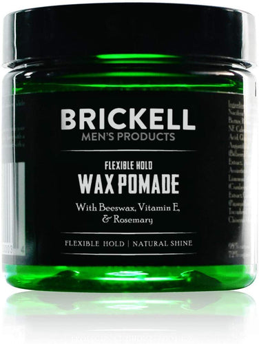 Brickell Men's Flexible Hold Wax Pomade for Men, Natural and Organic Irritation Free Natural Shine, 2 Ounce, Scented