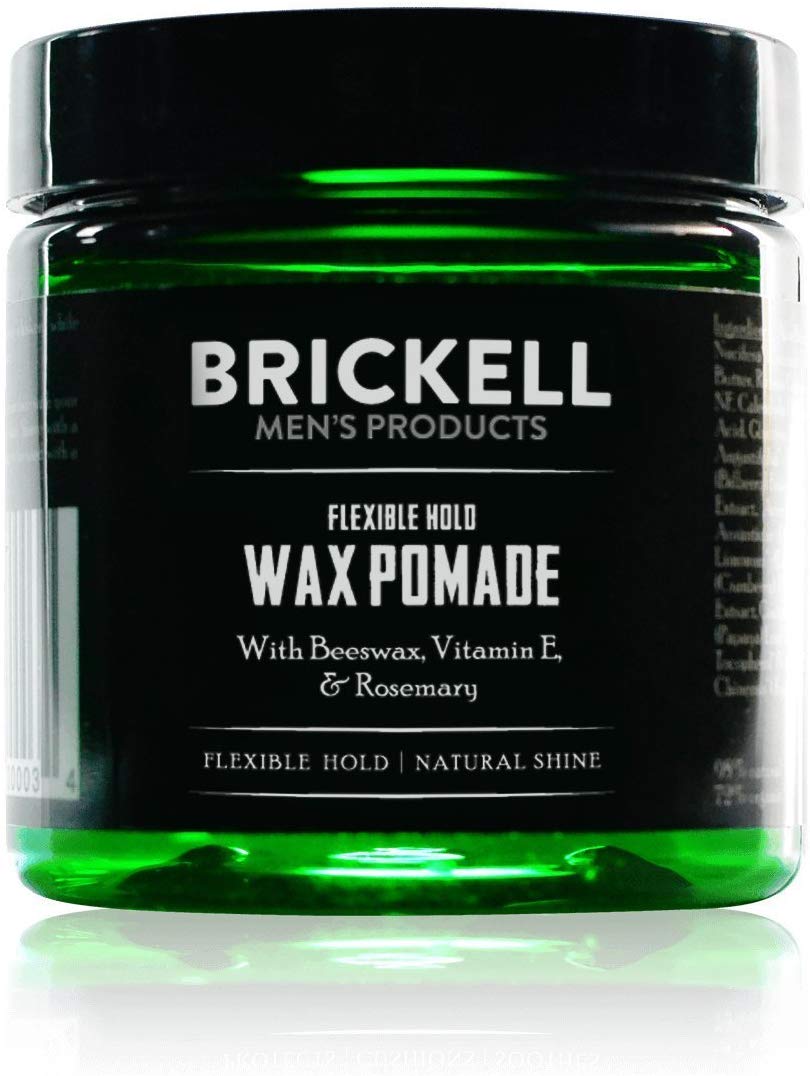 Brickell Men's Flexible Hold Wax Pomade for Men, Natural and Organic Irritation Free Natural Shine, 2 Ounce, Scented