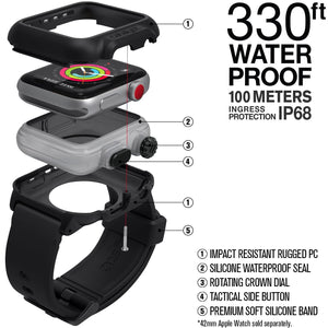 Catalyst® case for 42mm Apple Watch Series 3 & Series 2 - Waterproof Shock Resistant (Stealth Black)
