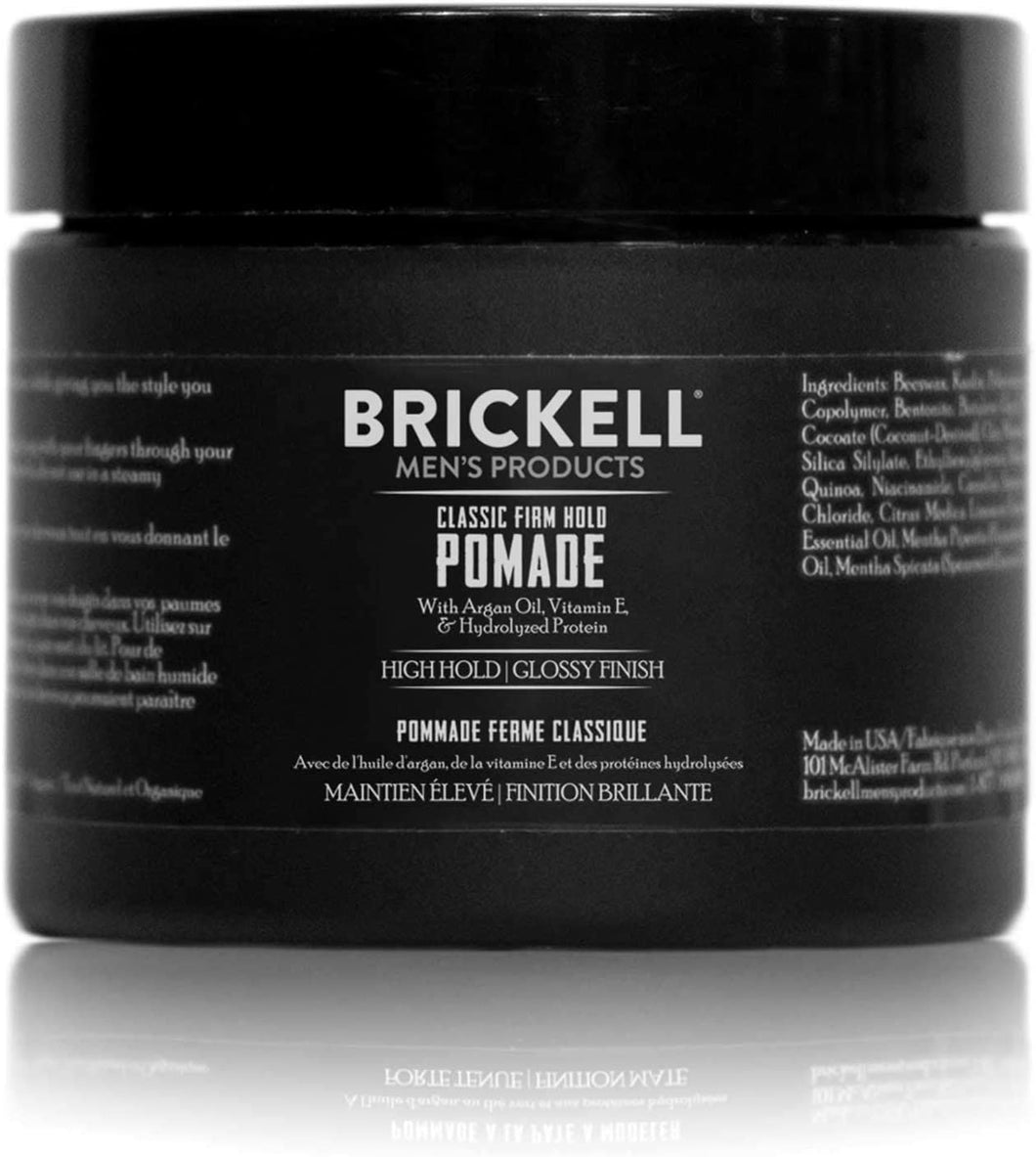 Brickell Men’s Firm Hold Pomade for Men, Natural & Organic With Strong Hold & High Shine Finish, 2 Ounces, Scented