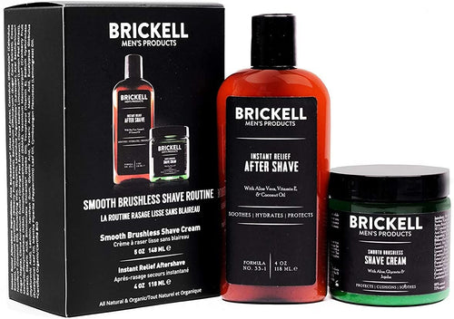 Brickell Men’s Smooth Brushless Shave Routine - Shave Cream & Aftershave