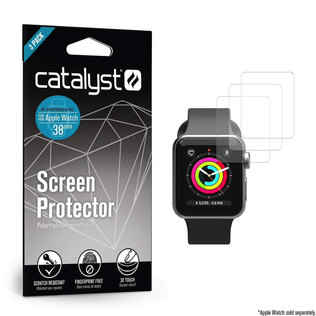 Catalyst® Screen Protector for 38mm Apple Watch Series 3 & Series 2 (3 Packs)