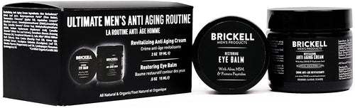 Brickell Men's Ultimate Anti-Aging Routine, Anti-Wrinkle Night Face Cream and Eye Cream to Reduce Puffiness, Wrinkles, Dark Circles, Under Eye Bags, Natural and Organic, Scented