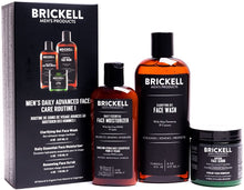 Load image into Gallery viewer, Brickell Men&#39;s Daily Advanced Face Care Routine I - Gel Facial Cleanser Wash + Face Scrub + Face Moisturizer Lotion - Natural &amp; Organic
