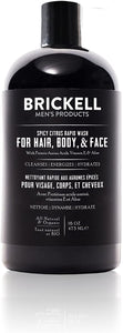 Brickell Men's Rapid Wash - Natural & Organic 3 in 1 Body Wash Gel for Men- Evergreen Scent -16oz