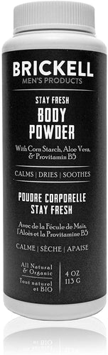 Brickell Men's Products - Stay Fresh Body Powder for Men