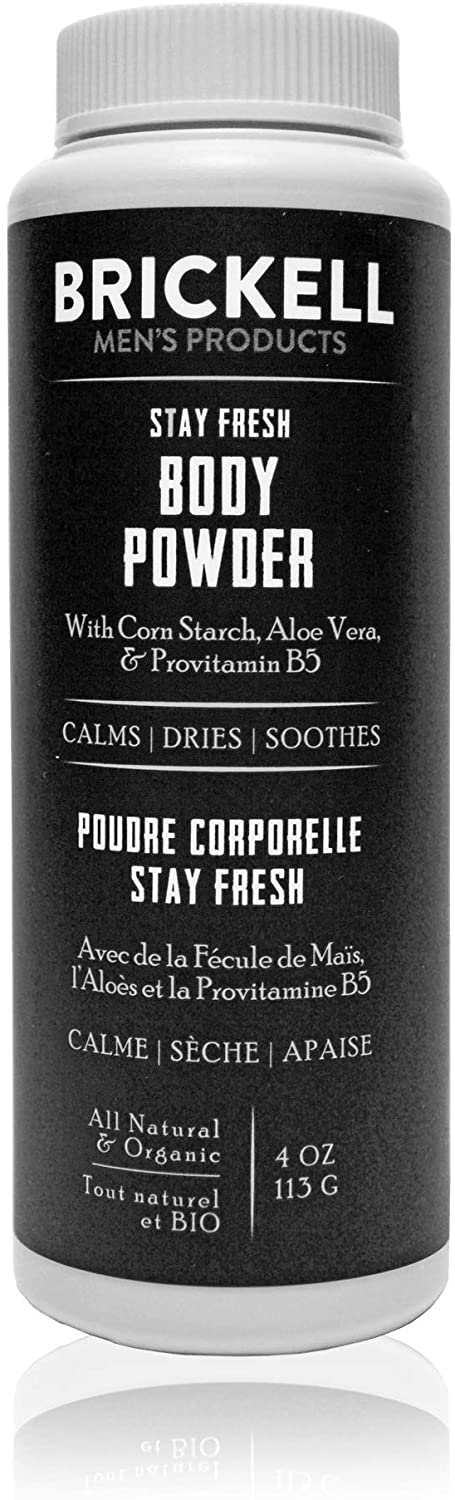 Brickell Men's Products - Stay Fresh Body Powder for Men