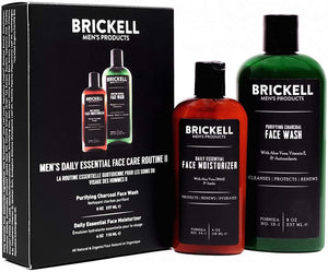 Brickell Men's Daily Essential Face Care Routine II - Face Wash & Face Moisturizer - Natural & Organic