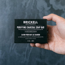 Load image into Gallery viewer, Brickell Men&#39;s Purifying Charcoal Soap Bar for Men, Natural and Organic Exfoliating Bar Soap Handmade with Activated Charcoal and Peppermint, 4 Ounce, Scented